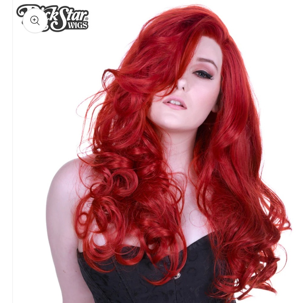 Rock Star Wigs Peek A Boo Henna Red Curly Wig